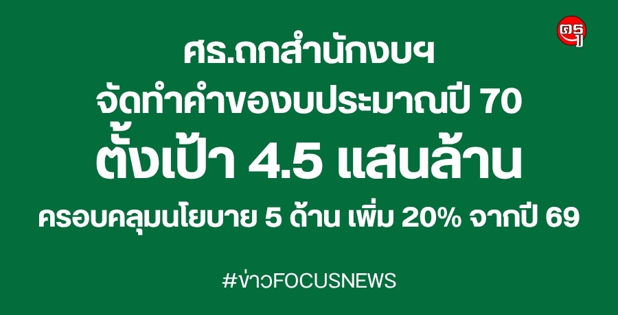 ศธ.ถกสำนักงบฯจัดทำคำของบประมาณปี 70 ตั้งเป้า 4.5 แสนล้าน ครอบคลุมนโยบาย 5 ด้าน เพิ่ม 20% จากปี 69