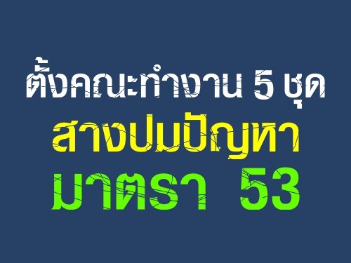 ตั้งคณะทำงาน 5 ชุดสางปมปัญหามาตรา53