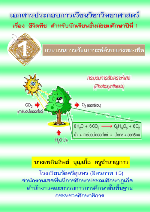 เอกสารประกอบการเรียนวิชาวิทยาศาสตร์ เรื่อง ชีวิตพืช สำหรับนักเรียนชั้น มัธยมศึกษาปีที่ 1 ผลงานครูเพลินทิพย์ บุญเกื้อ