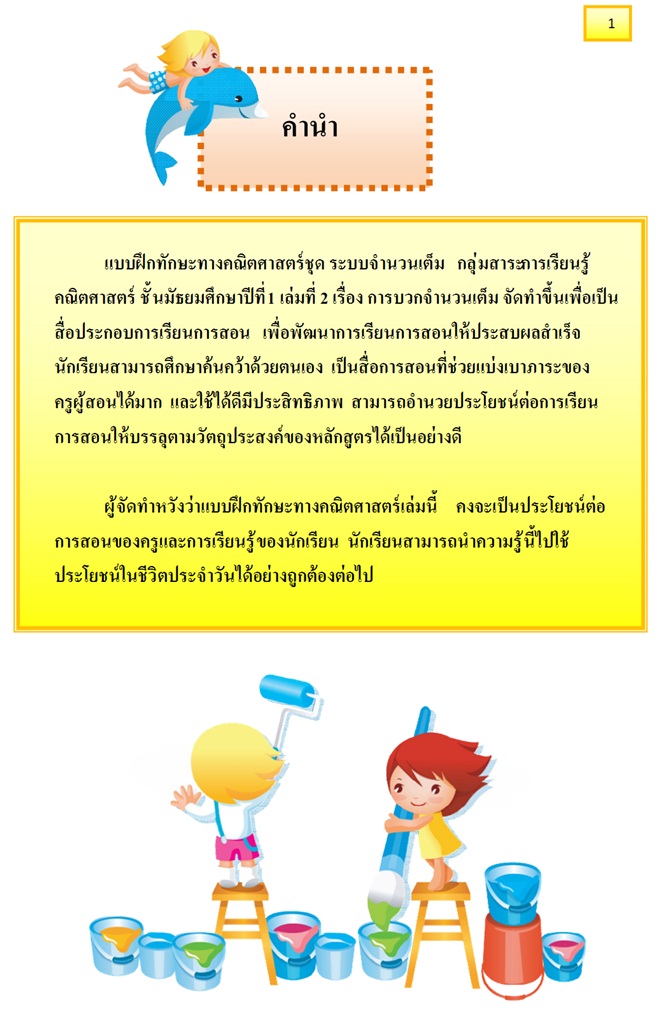 แบบฝึกทักษะทางคณิตศาสตร์ ชุด ระบบจำนวนเต็ม (คณิตศาสตร์ ม.1) ผลงานครูวาสิณีย์  สีหามาตย์