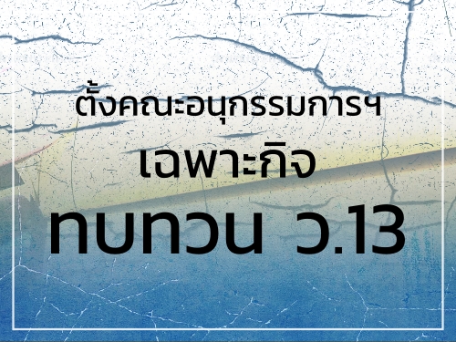 ตั้งคณะอนุกรรมการฯเฉพาะกิจทบทวนว.13