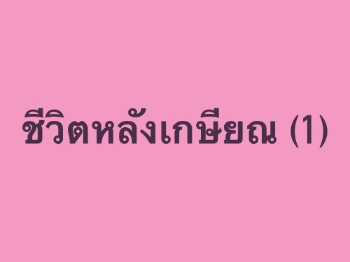 ชีวิตหลังเกษียณ (1)