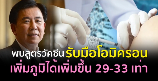 "หมอเฉลิมชัย" พบสูตรวัคซีนรับมือโอมิครอน เพิ่มภูมิได้เพิ่มขึ้น 29-33 เท่า