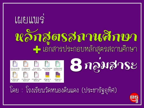 เผยแพร่หลักสูตรสถานศึกษาและเอกสารประกอบหลักสูตรสถานศึกษา 2563 : 8 กลุ่มสาระ โรงเรียนวัดหนองดินแดง (ประชารัฐอุทิศ) 